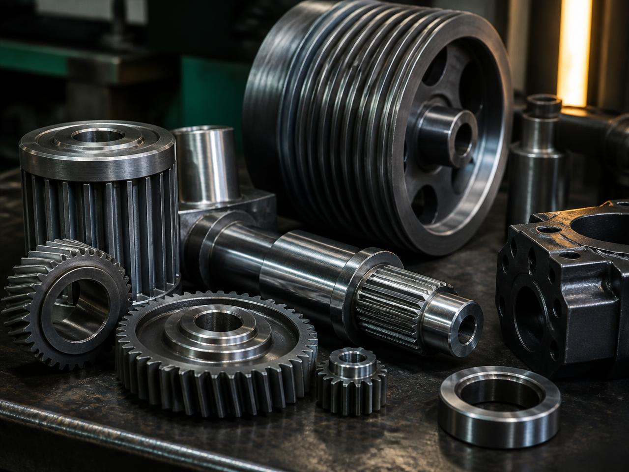 Precision machined pulleys, gears and shafts